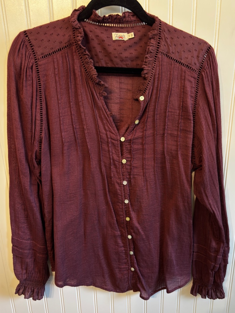 Faherty Women's Plum Button-Front Gauze Blouse